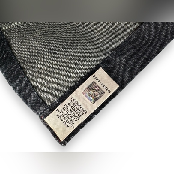 Vintage 1990s Dolce & Gabbana Denim Jacket Top with Red Leather Trim - Picture 8 of 10